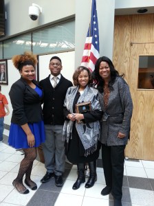 Cynthia Brown (in the middle) Carmen Wilson and David Horden III, Liz Charity